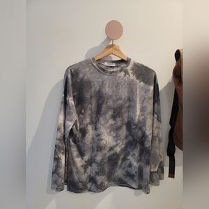 CHUU Gray Tie Dye Long Sleeve T-Shirt